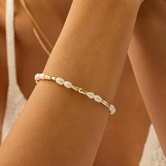 Neiman Marcus 14K Gold Plated Beaded Freshwater Cultured Pearl Bracelet - Picture 2 of 6